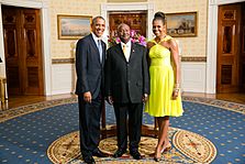 Yoweri Museveni with Obamas 2014