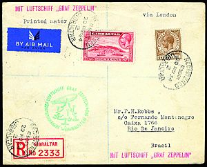 Zeppelin mail-1934 Xmas flight Gibraltar-Brazil