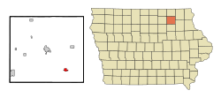 Location of Fredericksburg, Iowa