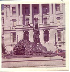 Closing of an Era statue in Denver, CO
