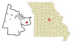 Location of Taos, Missouri