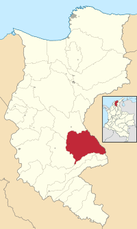 Location of the municipality and town of Ariguaní in the Department of Magdalena.