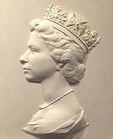 Elizabeth II Machin head sculpture (straightened & cropped)