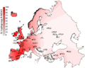 Geographical distribution of haplogroup frequency of hgR1b1b2