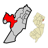 Location of Kearny within Hudson County and the state of New Jersey