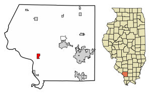 Location of Gorham in Jackson County, Illinois.