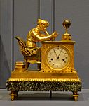 Mantel clock called The Reader, by Jean-Andre Reiche, active in Paris, 1752-1817, gilt bronze, chased and patinated, marble, enamel - Montreal Museum of Fine Arts - Montreal, Canada - DSC08693