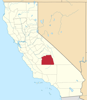 Map of California highlighting Tulare County