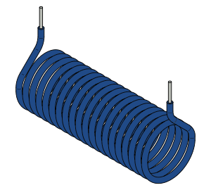 Solenoid, air core, insulated, 20 turns, (shaded)