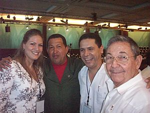 Cumbre de la Unidad de América Latina y el Caribe. Quintana Roo. Con Hugo Chávez y Raul Castro.