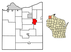 Location of Lake Nebagamon in Douglas County, Wisconsin.