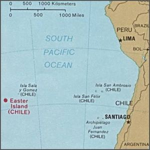Easter island and south america