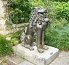 One of a pair of Thai bronze lions in the Royal Botanic Garden, Sydney