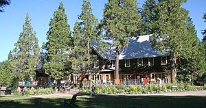 Main lodge seen from the front lawn, Breitenbush Hot Springs (2008-08-21)