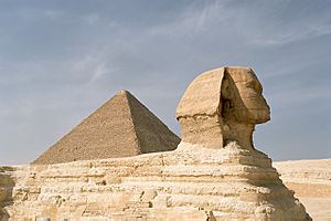 Cairo, Gizeh, Sphinx and Pyramid of Khufu, Egypt, Oct 2004