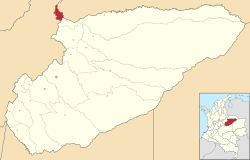 Location of the municipality and town of La Salina in the Casanare Department of Colombia.