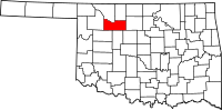 Map of Oklahoma highlighting Major County