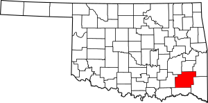 Map of Oklahoma highlighting Pushmataha County