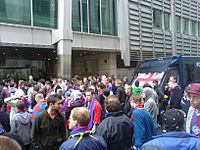 Palace fans protest outside Lloyds HQ in London