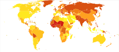 Peptic ulcer disease world map-Deaths per million persons-WHO2012
