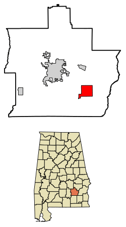 Location of Brundidge in Pike County, Alabama.