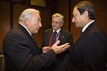 Strauss-Kahn, Trichet, Draghi (IMF 2009)