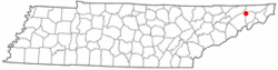 Location of Fall Branch, Tennessee
