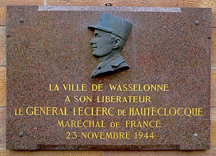 Wasselonne plaque commémorative Leclerc