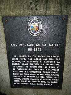 Cavite Mutiny of 1872 historical marker in Cavite City
