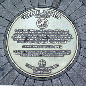 Clive James Sydney Writer's Walk plaque