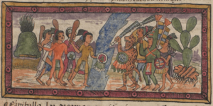 Conquista de Cuatzontlan durante el gobierno de Moctezuma II, en el folio 161v