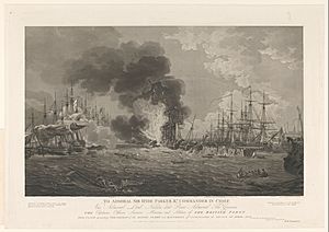 Gezicht van de zeeslag bij Copenhagen, 1801, RP-P-OB-73.110