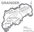 Map of Grainger County, Tennessee With Municipal and Township Labels