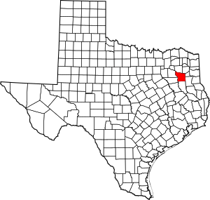 Map of Texas highlighting Smith County