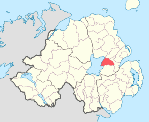 Location of Massereene Lower, County Antrim, Northern Ireland.