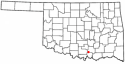 Location of Mannsville, Oklahoma
