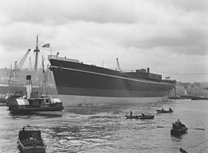 The cargo ship 'Eastern Glory' after launch
