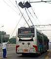 Trolleybus Driver Adjusting Trolley Pole (cropped)