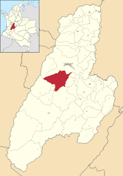 Location of the municipality and town of Rovira in the Tolima Department of Colombia.