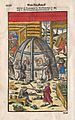 Glass furnace with workers Agricola 1580