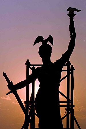 Historic Indianapolis war memorial statue returned after restorations 110901-A-MG787-020