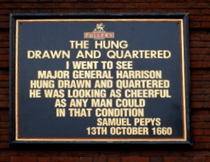 Sign outside the Hung, Drawn and Quartered pub (Tower Hill, London)