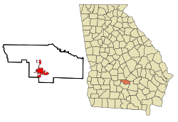 Location in Ben Hill County and the state of Georgia