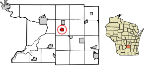 Location of Wyocena in Columbia County, Wisconsin.