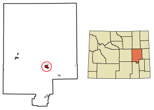 Location of Douglas in Converse County, Wyoming.