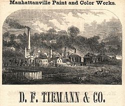 Daniel F. Tiemann's paint factory in 1850s