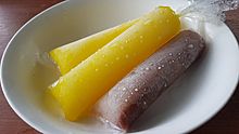 Home-made pineapple and chocolate ice candy (Philippines).jpg