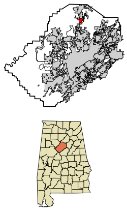 Location of Morris in Jefferson County, Alabama.