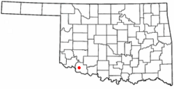 Location of Frederick within Oklahoma