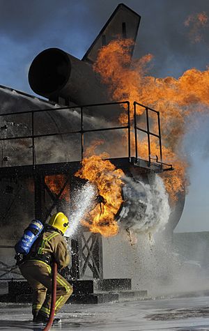 RAF Firefighter During a Training Exercise MOD 45152012